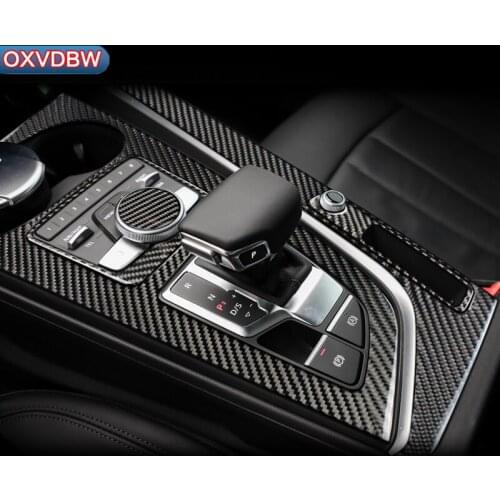 For Audi a4 b9 RS4 S4 Interior Trim Carbon Fiber Gear Shift Control Panel Cover Sticker LHD RHD Car styling2016-2019accessories
