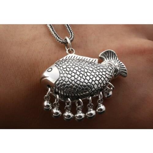 925 sterling Silver hollow fish pendant charm Jewelry A5067