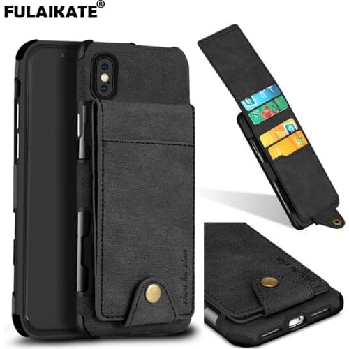 FULAIKATE Linen Pattern Case for iPhone X Card Pocket Back Cover for iPhoneX Phone Protective Cases