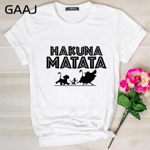 GAAJ "Hakuna Matata Harajuku" T Shirt Women Kawaii Streetwear Woman T-Shirt Shirts Fun 2019 New Tee Shirt Short 80B5O