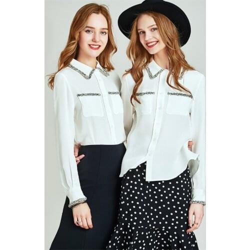 HAVVA Spring Autumn New Design Women’s Slim Patchwork Pocket Shirt Female 100% Polyester Outerwear Solid Color Blouse C42600