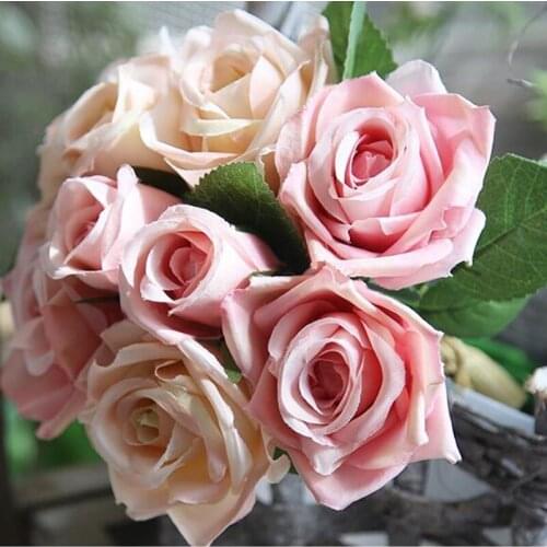 Artificial Rose Flowers Bouquet Silk Rose Chaap Flower Party Favors for Home Garden Wedding Decoration Flores Artificiales