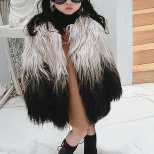 Toddler Baby Girls Faux Fur Gradient Winter Warm Coat Jacket Cute Thick Clothes Childrens suit High Quality