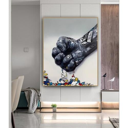Fist Inspirational Street Graffiti Art Canvas Painting Wall Art Posters and Prints Cuadros Wall Picture for Living Room Decor