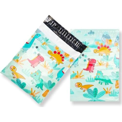 100Pcs Cute Dinosaur Courier Bag Postal Shipping Mailing Bags Clothes Packaging Express Bag Business Waterproof Bag 25.5x37cm