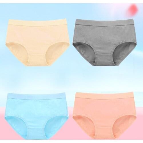 M-4XL Sexy Cotton Panties Female Seamless Underwear Women Underpants Girl Briefs Plus Size Pantys Lingerie 4PCS/Set Solid Color