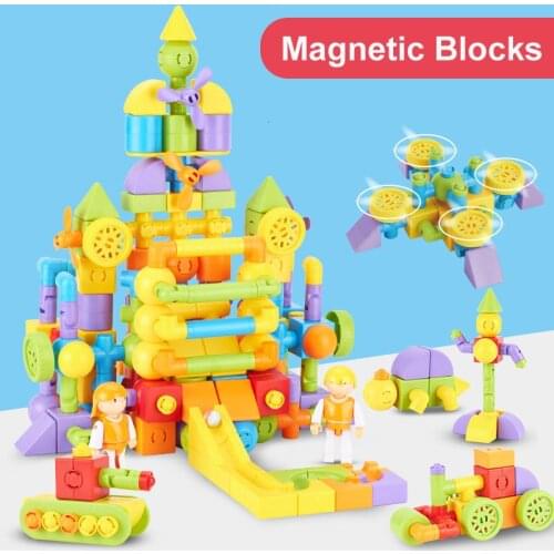 3D Magnetic Designer Construction Toys DIY Assembling Pipeline Building Blocks Bricks Magnetic Blocks Toys for Children Gifts