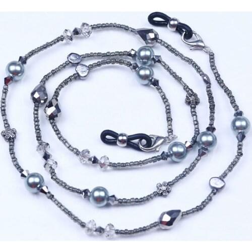 Fashion eyeglasses chain crystal pearl adjustable cord holder exercise essential for glasses accessories two colors for options