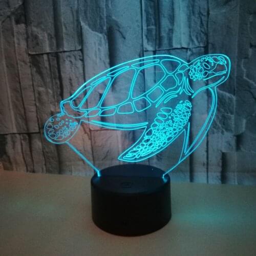 Sea Turtle Animel Figure Model 3D Illusion LED Lamp 7 Colourful Changing Touch Nightlight Flash Toys