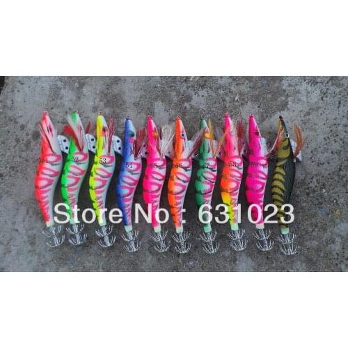 MR OCTOPUS 10 pcs squid jig,squid hook,fishing lure ,glow in dark,3.5# ---13.5cm ,21g,five colour mixed,51--60