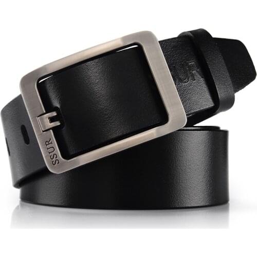 Men Belt Male High Quality Genuine Leather Waist Strap Luxury Brand Design Pin Buckle Fancy Vintage Jean Cinto Masculino 2021