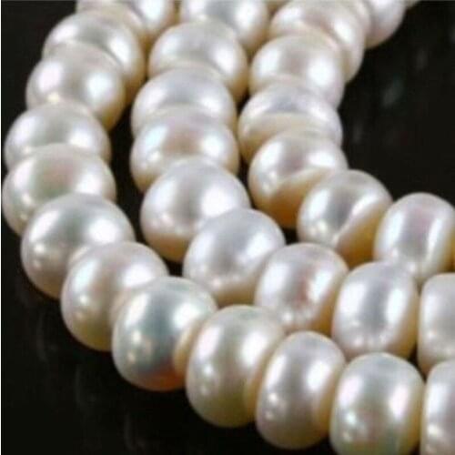 Natural 7-8mm White Akoya Cultured Real Abacus Pearl Rondelle Loose Beads 15"