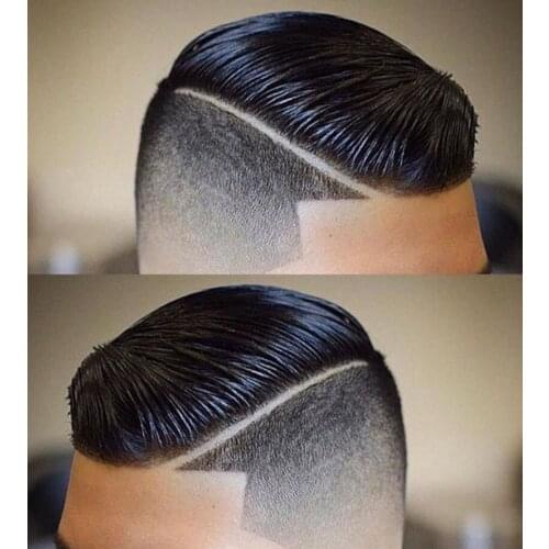 Natural 1B fine Mono +PU Natural Men Toupee 130% Density Mens Capillary Prothesis Replacement System 6'' Hairpiece Wigs For Man