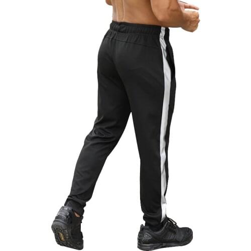 2020 Autumn New Mens Sports Pants Running Gymnastic Pants Quick-Drying Gym Fitness Sweatpants with Zip Pockets Reflective Stripe