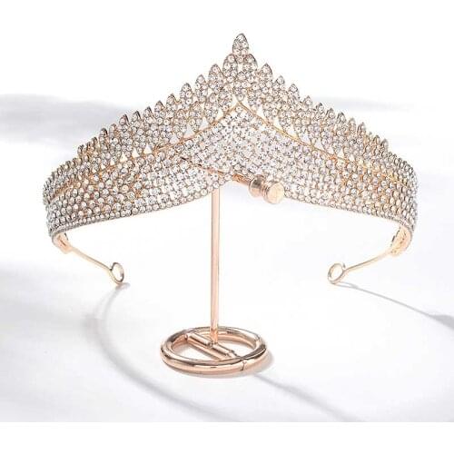 New Korean Fashion Style Luxury Retro Rhinestone Royal Princess Tiara Crown Headband Bride Noiva Wedding Party Hair Accessories