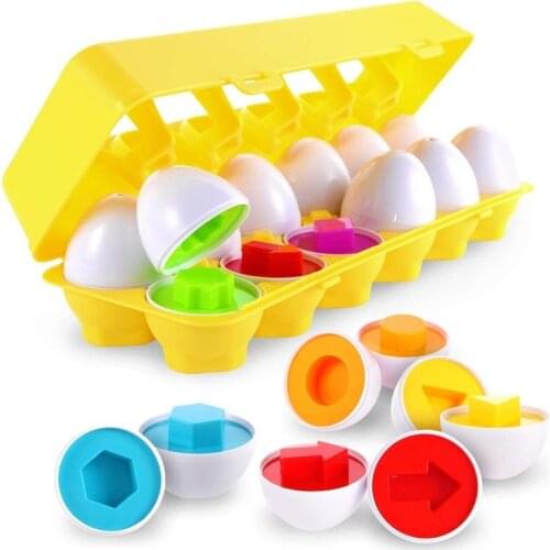 12PCS Montessori Learning Education Math Toys Smart Eggs 3D Puzzle Game For Children Popular Toys Jigsaw Mixed Shape Tools