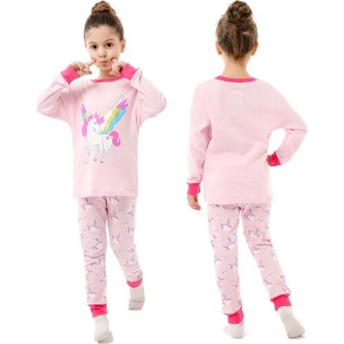 Baby Girls Cartoon Pajamas Suits Toddler Girls Nightwears Pyjama Suits for Children Soft Cotton Unicorn Nighties Kids Homewears