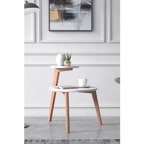 Rego Side Table Wooden Leg Opaque White