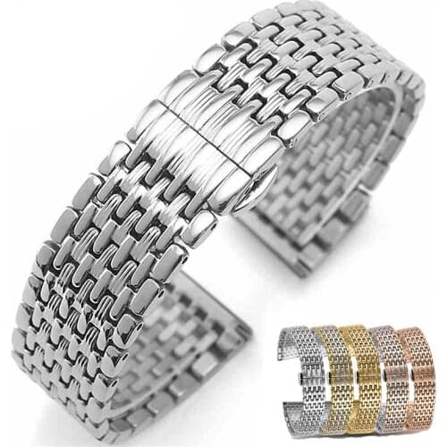 Stainless Stell Watch Band Strap Deployment Clasp Speed Master Wrist Women watchband Silver Gold 12mm 14mm 16mm 18mm 20mm 22mm