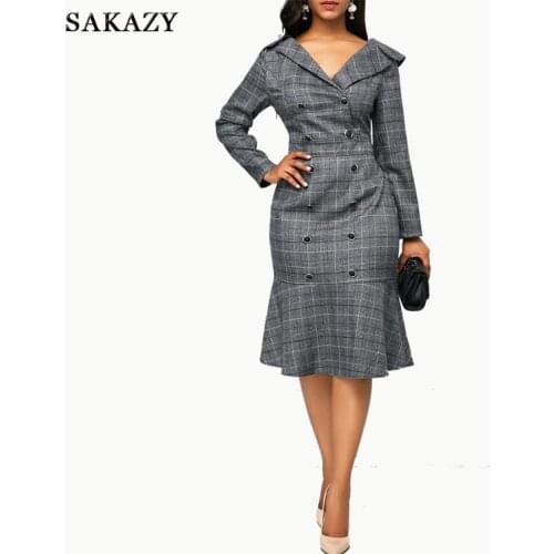 Модные платья в клетку SAKAZY China At AliExpress