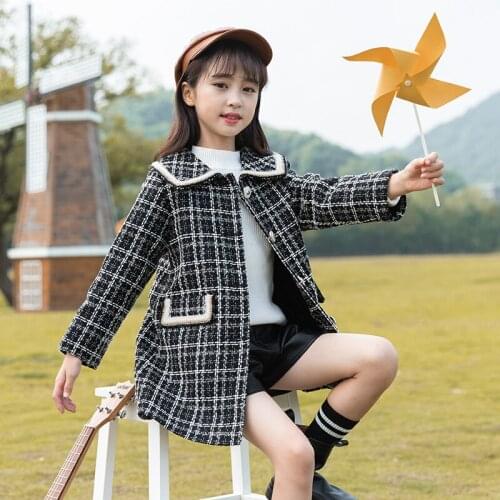 Woolen Girls Babys Kids Coat Jacket 2021 Beautiful Warm Thicken Winter Autumn Cotton Pocket Buttons Outerwear Childrens Clothi