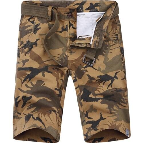 Military Camouflage Men Shorts Army Cargo Summer Casual Loose Cotton Camo Tactical Military Uniform Mens Casual Shorts No Belt