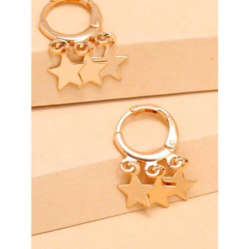 Stillgirl Vintage Star Pendant Earrings for Women Metal Gold Color Classic Pendientes Couple Gift Fashion Jewelry Free Shipping