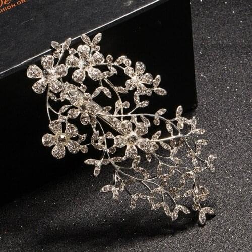 TREAZY Sparkling Rhinestone Crystal Flower Headpiece Bridesmaid Bridal Tiara Headwear Veil Jewelry Wedding Hair Accessories