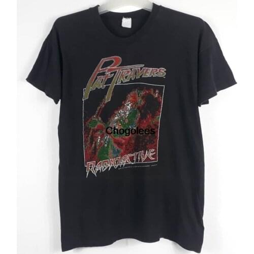 Vtg 1981 PAT TRAVERS T Shirt Radio Active World Tour Concert Usa Heavy Metal Rock Band Canadian Guitarist Polydor