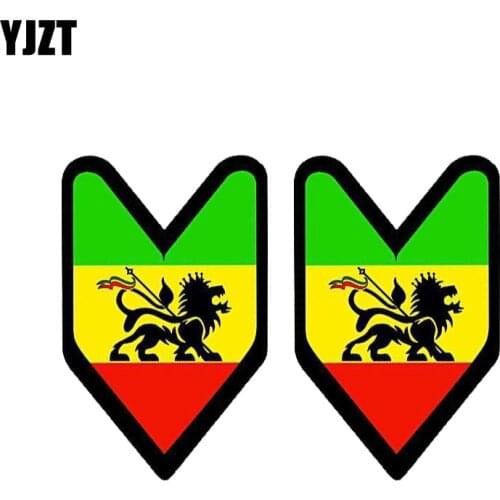 YJZT 2X 7.1CM*11CM Funny JDM Rasta Flag Car Sticker PVC Reflective Decal 12-1365