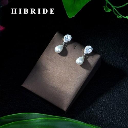 HIBRIDE Jewelry Natural Pearl Earrings Cheap Price Wholesale Drop Earring For Women Wedding Party Gifts E-58