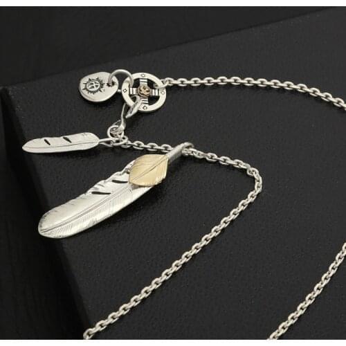 S925 sterling silver jewelry Takahashi Goro retro Thai silver men and women models handmade popular feather pendant