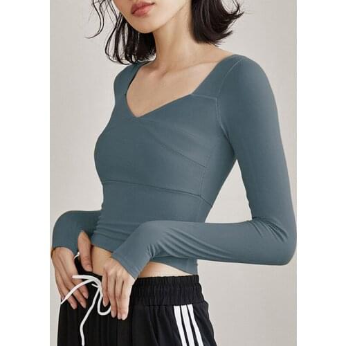 Women Yoga Shirt Tank Top Padded Long Sleeve Elastic Sweatshirt Running Jogging Exercise Workout Casual Gym Shirt Sportswear