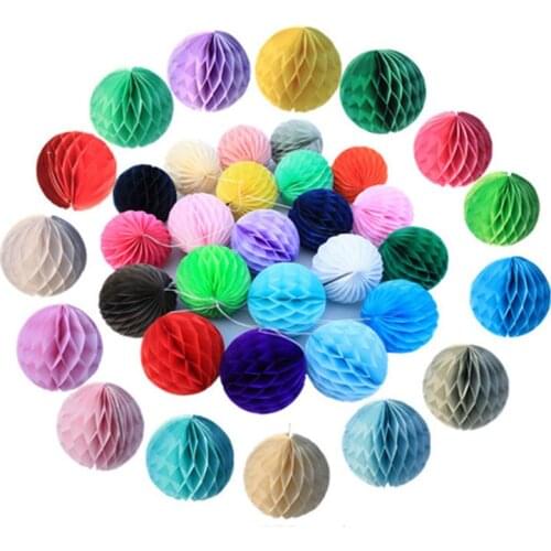 1Pc 8inch 20cm Tissue Paper Honeycomb Pendant Drop DIY Pom Poms Flower Balls Wedding Party Birthday Home Outdoor Decoration