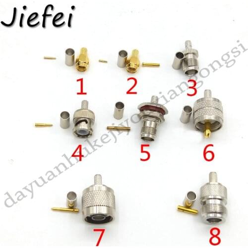1Pcs UHF PL259 SO239 BNC N TNC RP SMA Male/Female plug Window Crimp For RG58 LMR195 RG142 RG400 RG223 Cable RF Adapter Coaxial