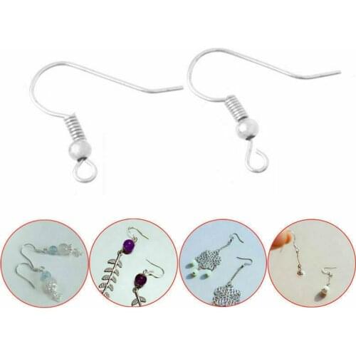 100 pieces/pack of 304 stainless steel hypoallergenic ear wire hook earring hook accessories, with coil and spherical shape, fo