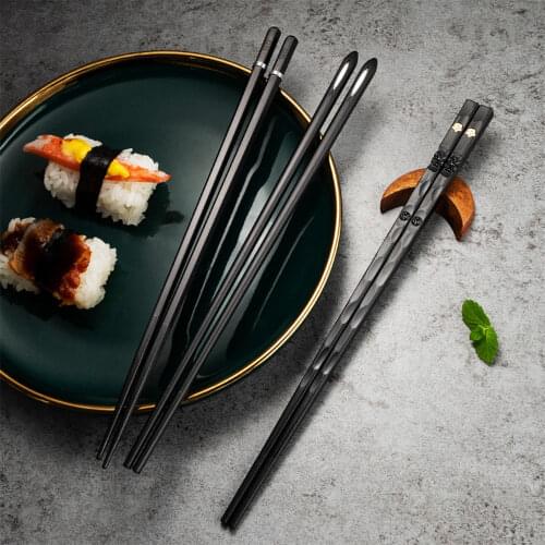 5 Pairs/Lot Chopsticks Food Sticks Sushi Chinese Kitchen Dishes Set Alloy Stainless Steel Laser Engraving Non-Slip Reusable