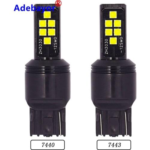 50PCS T20 led 7443 7440 12SMD 3030 Chips W21W LED WY21W Led Canbus Bulb Car Reserve Lamps Brake Light Signal Lamp White 12V