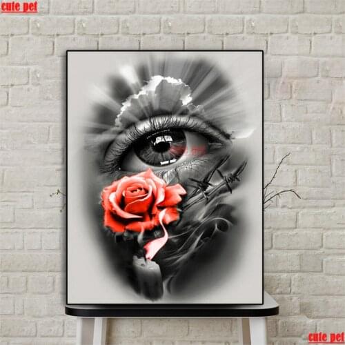 5d Diamond Painting Eye scenery and roses rhinestone painting Mosaic pattern square round diamond cross stitch home decoration