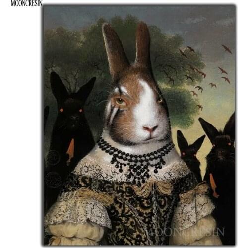 5D Diy Diamond Painting Cross Stitch Dressed Rabbit Needlework Diamond Embroidery Full Round Mosaic Decoration Resin Sticker Kit