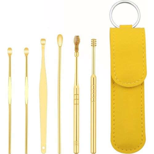 6pcs Ear Cleaner Wax Pickers Earpick Wax Remover Curette Ear Pick Cleaner Kit Spoon Care Ear Clean Tool