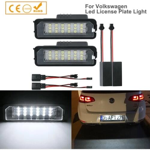 2Pcs Error Free Car-Styling LED Number License Plate Light Lamp For VW Golf 4 5 6 7 Eos Passat Polo Bora Lupo Rabbit Fox T-Roc