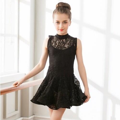 Childrens Sleeve Lace Latin Gymnastics Dance Girls Dress Ballet Tutu Leotard Skate Dresses Outfits Dancewear Costumes