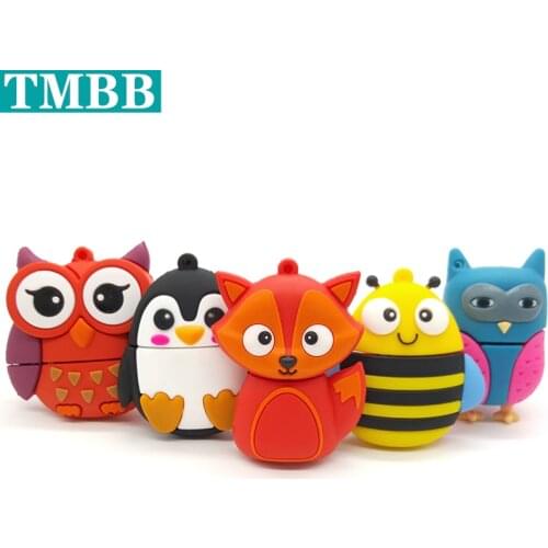 BiNFUL 32GB Cartoon usb flash drive Bee/Penguin/Fox/Red Owl USB Flash Drive 64GB 8GB 16GB 4GB Flash Drive pen drive Cute U Disk