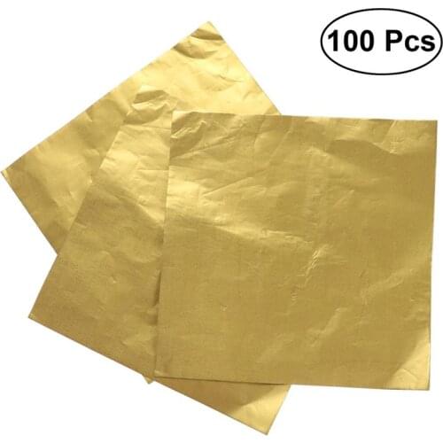 100pcs Aluminium Foil Paper Gold Chocolate Wrapping Paper Candy Chocolate Wrapper Gift Packaging Paper for Chocolate Bath Bombs