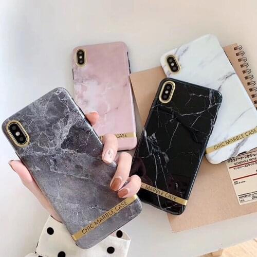 Luxury Glossy Marble Phone Cases For iphone 7 X 8 6s 6 Plus XS XR Chic Gold Bar Soft Back Cover For iPhone 8 XS MAX Fundas Coque