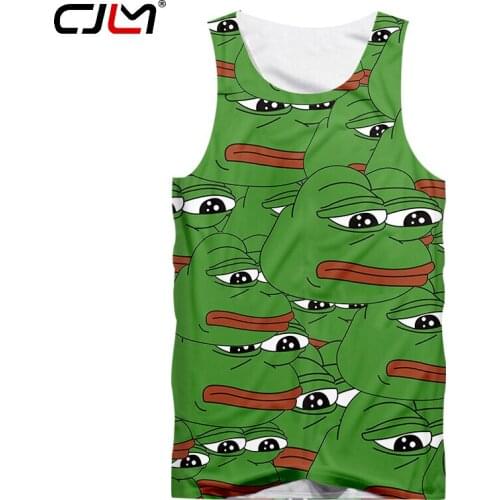 CJLM 2018 Summer Tanktop Male Hip Hop Streetwear Sleeveless Singlet Mens Funny Print Frogs Green 3d Vest Man Brand Clothes