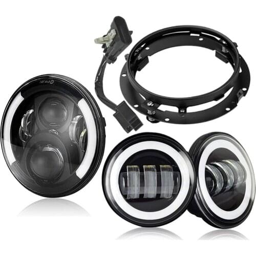 High Low Beam 7 Inch LED Headlight With 2 PCS 4.5 Inch Fog Lamps For Harley Motorcycles