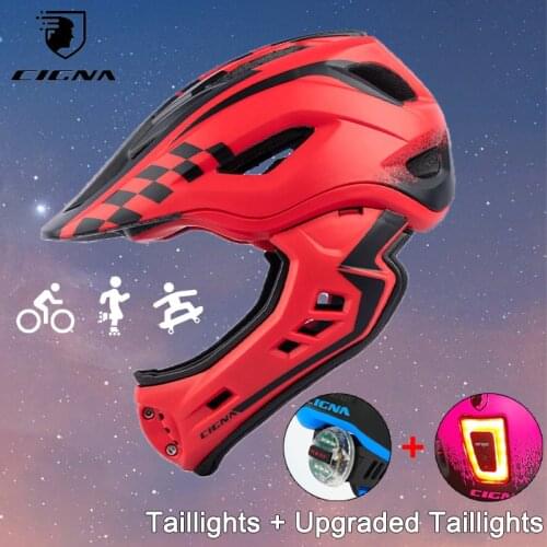 Children‘s Full Face Cycling Helmet Motorcycle 2 In 1 with Removable Taillight for MTB DH Skateboarding Sprots Capacete Ciclismo