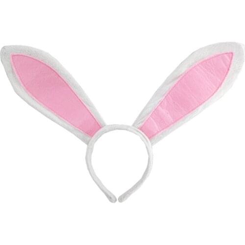 Women Kids Easter Long Bunny Ears Headband Lovely Rabbit Animal Cosplay Plush Hair Hoop Bandana Lolita Anime Holiday Party Favor